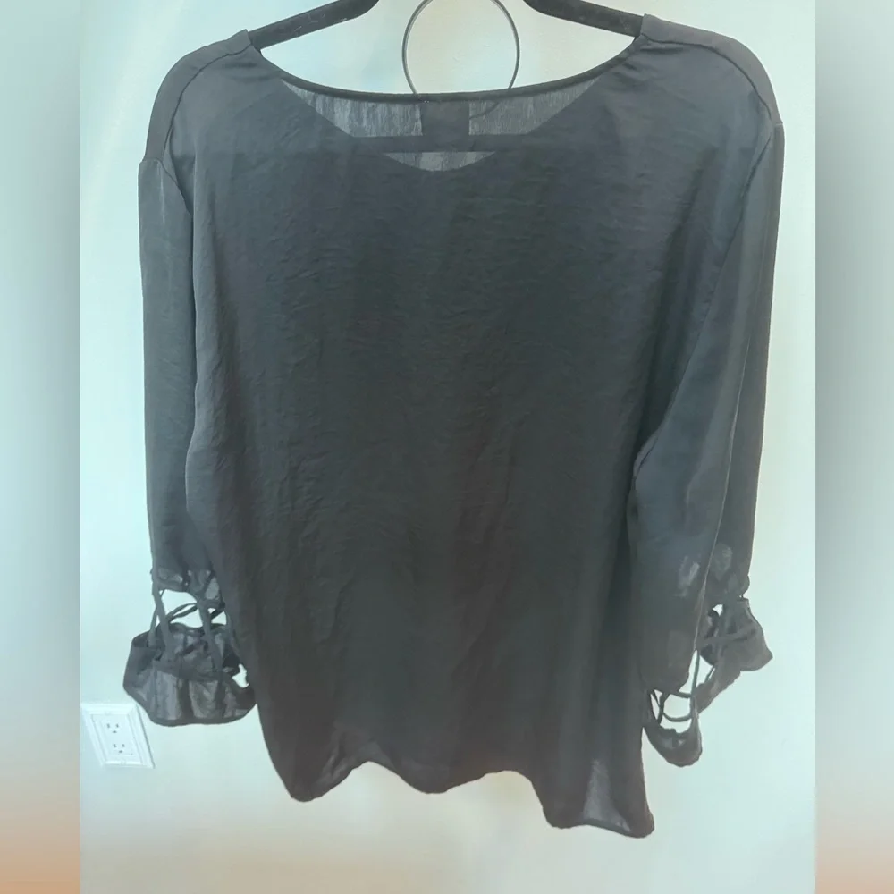 Chico's Women's Lattice Sleeve Blouse - Picture 3 of 6